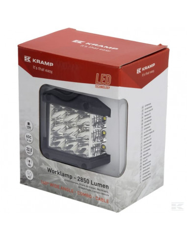 Lampa robocza LED, kwadratowa, 22.5W 2850 lm 10/30V światło krótkie z wiązką punktową Combo 15 LED Kramp LA10094