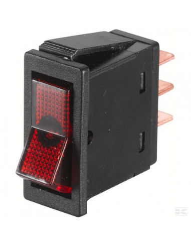 Przełącznik kołyskowy, S12, 12V, 3-pin z podświetleniem czerwony 6EH004406012