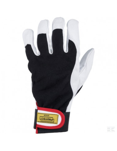 Rękawice monterskie, czarno/białe, skóra/bawełna roz. 10/XL Protect Kramp KG0300610