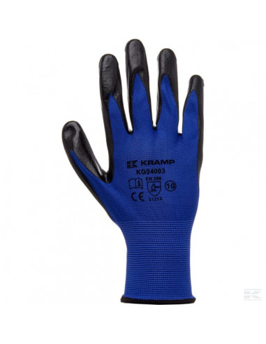 Rękawice robocze, niebieskie, Nylon 13G powlekane nitrylem roz. 10/XL Protect Kramp KG0400310