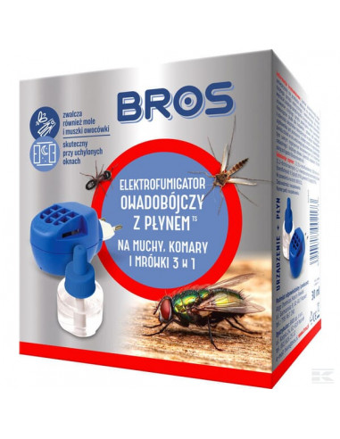 Elektrofumigator z płynem na muchy, komary i mrówki, Bros 1594118