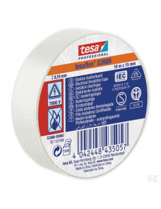 Taśma izolacyjna z miękkiego PCW, biała, 10 m x 15 mm...