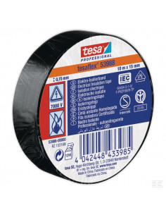 Taśma izolacyjna z miękkiego PCW, czarna, 10 m x 15 mm...