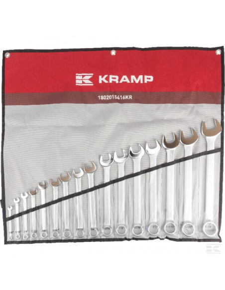 Zestaw kluczy płasko-oczkowych calowych, 16 ele. 1802015416KR