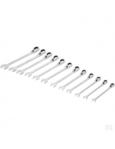 Zestaw kluczy płasko-oczkowych z grzechotką, 12 ele....