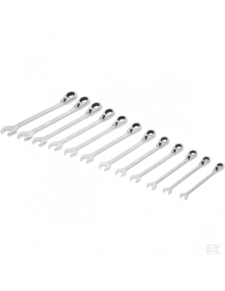 Zestaw kluczy płasko-oczkowych z grzechotką, 12 ele. 1802030412KR