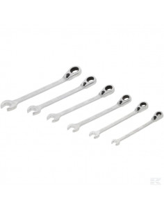 Zestaw kluczy płasko-oczkowych z grzechotką, 6 ele....