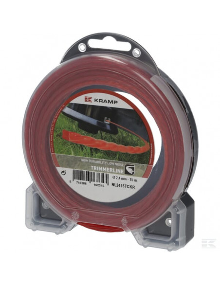 Żyłka tnąca Ø 2.4 mm 15 m skręcona cicha czerwona Kramp NL2415TCKR