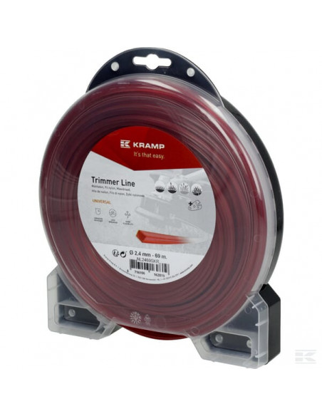 Żyłka tnąca Ø 2.4 mm 69 m kwadratowa czerwona Kramp NL2469SKR