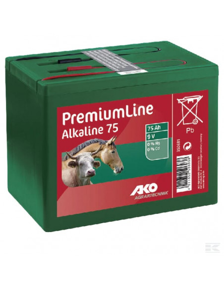 Bateria alkaliczna do elektryzatora 9V, 75Ah mała AKO 350681