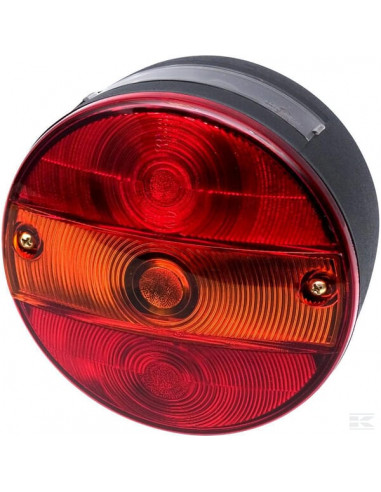 Lampa tylna zespolona, lewa, okrągła, Ø 142 mm pomarańczowa/czerwona, przykręcana Waś 1400681200