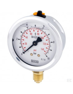 Manometr glicerynowy, Ø 63 mm 10 bar, przyłącze dolne...