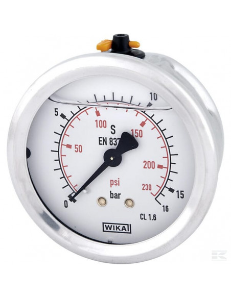 Manometr glicerynowy, ø63 mm, 16 bar, przyłącze tylne 1/4" B711W063016T