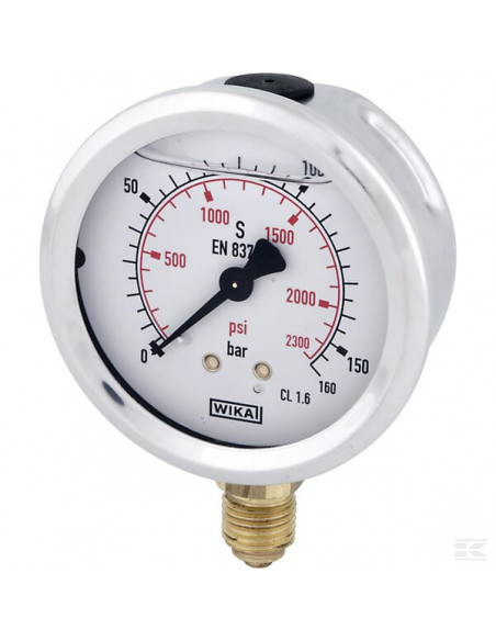 Manometr glicerynowy, Ø 63 mm 160 bar, przyłącze dolne 1/4" B711W063160D