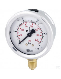Manometr glicerynowy, Ø 63 mm 25 bar, przyłącze dolne...