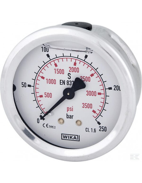 Manometr glicerynowy, ø63 mm, 250 bar, przyłącze tylne 1/4" B711W063250T