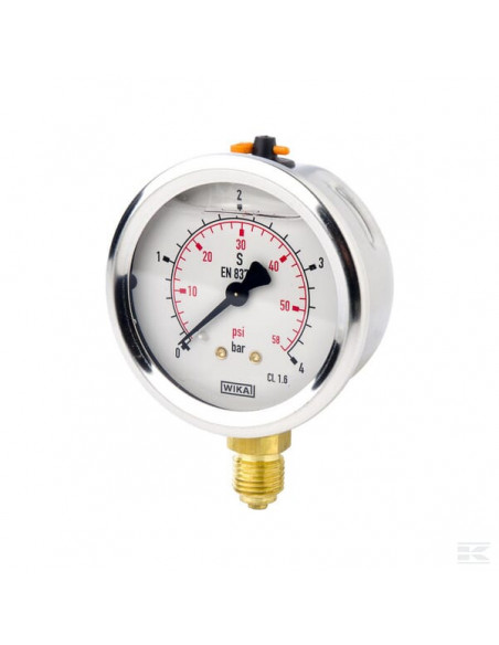 Manometr glicerynowy, Ø 63 mm 4 bar, przyłącze dolne 1/4" B711W063004D