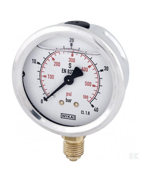 Manometr glicerynowy, Ø 63 mm 40 bar, przyłącze dolne 1/4" B711W063040D