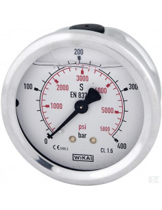 Manometr glicerynowy, ø63 mm, 400 bar, przyłącze tylne...