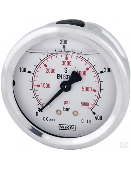 Manometr glicerynowy, ø63 mm, 400 bar, przyłącze tylne 1/4" B711W063400T