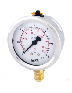 Manometr glicerynowy, Ø 63 mm 6 bar, przyłącze dolne 1/4"...