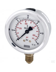 Manometr glicerynowy, Ø 63 mm 60 bar, przyłącze dolne...