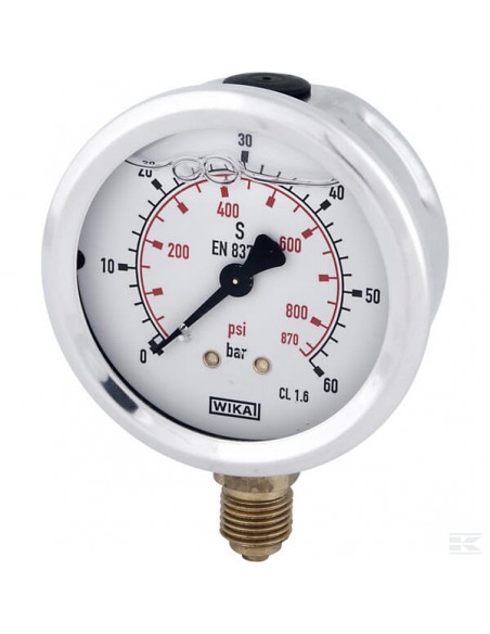Manometr glicerynowy, Ø 63 mm 60 bar, przyłącze dolne 1/4" B711W063060D