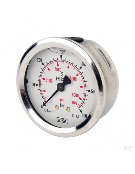 Manometr glicerynowy, ø63 mm, 600 bar, przyłącze tylne 1/4" B711W063600T