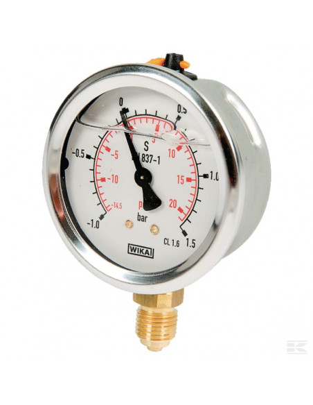 Manowakuometr glicerynowy, Ø 63 mm -1/+1.5 bar, przyłącze dolne 1/4" B711WM0631015D