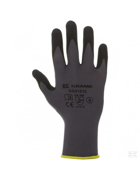 Rękawice robocze, szare  Nylon 13G powlekane pianką nitrylową, roz. 9/L Protect Kramp KG0101209