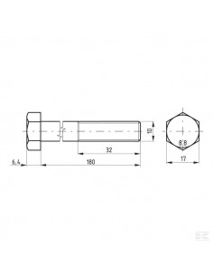 Śruba pół gwint DIN931 M10x180 mm kl.8.8 02101018088