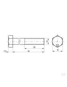 Śruba pół gwint DIN931 M12x40 mm kl.8.8 02101204088