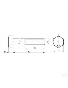 Śruba pół gwint DIN931 M14x80 mm kl.8.8 02101408088