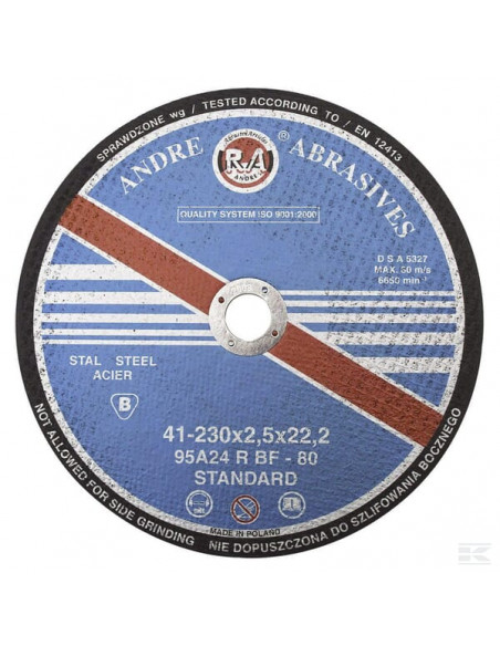 Tarcza do cięcia stali Andre, płaska 230 x 2,5 x 22 1861165120