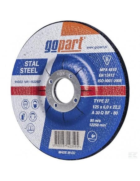 Tarcza do szlifowania stali gopart, wypukła 125 x 6 x 22 1861162260GP