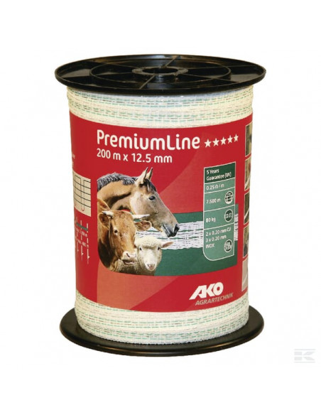 Taśma ogrodzeniowa Premium Line, 12.5 mm 200 m AKO 441533